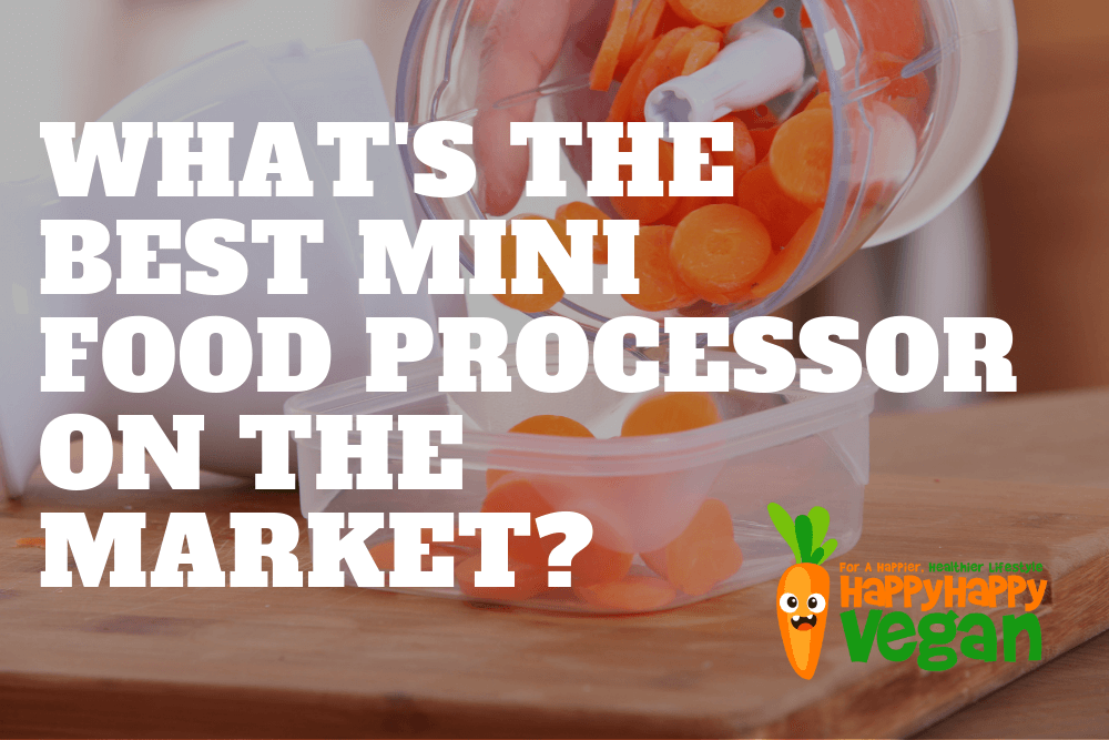 small vegetable chopper with carrots with the text "what's the best mini food processor on the market?" overlaid in white
