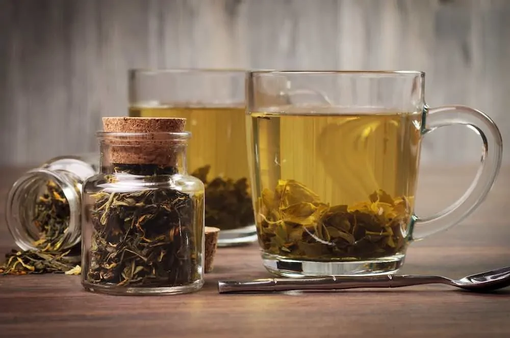 two glass mugs of green tea for weight loss