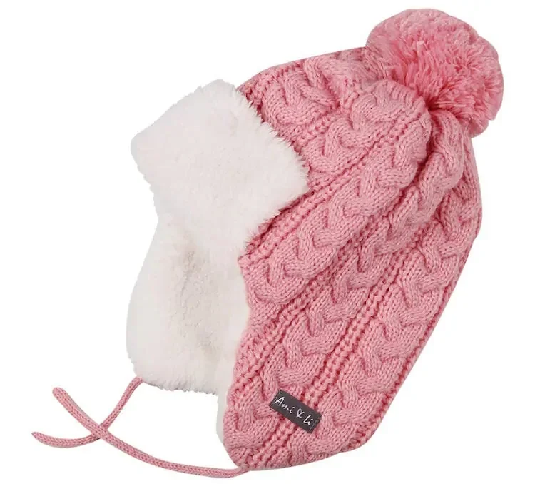 our favorite baby hat for cold months is Ami&Li Infant Knit Winter Trapper Hat